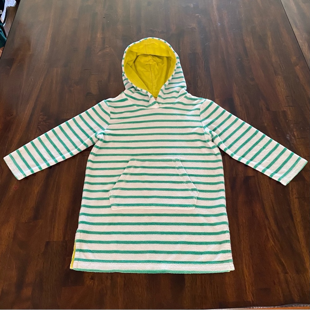 Mini Boden Cover Up Terry Striped With Hoodie